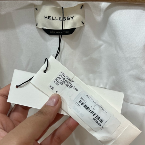NWT Hellessy Tollin Knot-Hem High-Low White button up Shirt - Picture 9 of 9